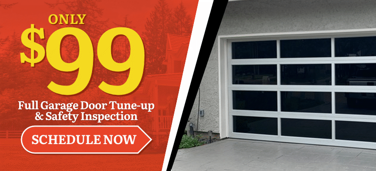 $99 full garage door tune-up & safety inspection banner