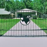 decorative driveway gate with state of texas