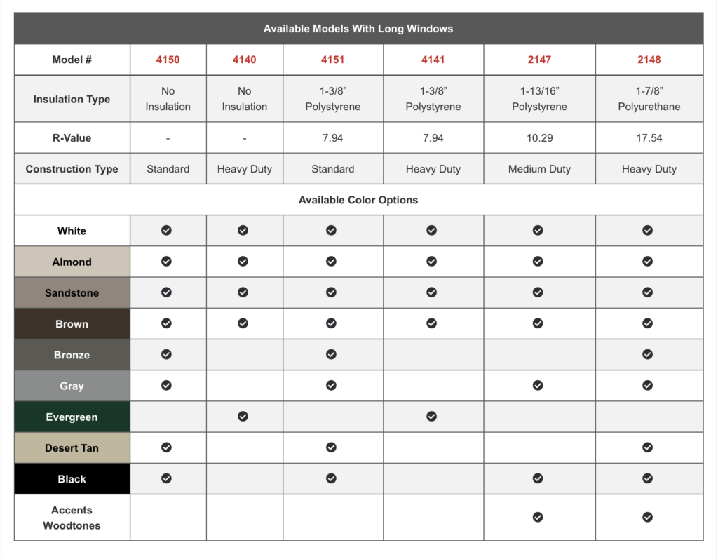 Skyline Flush - Available Models - Long Windows